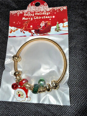 Holiday Charm Bracelet in Gold & Red NWT